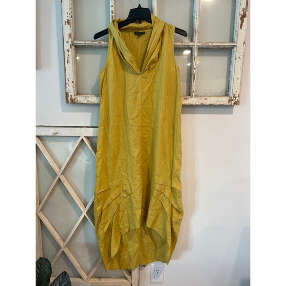 For Cynthia size medium mustard yellow linen & viscose dress - Picture 1 of 5